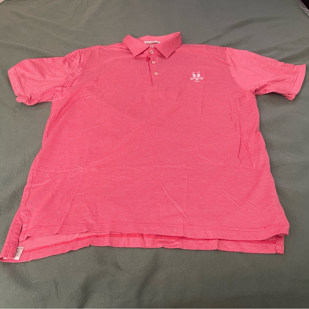 Peter Millar Polo Shirt Men's Sz L Red REDTAIL Golf Club 1990 Short Sleeve